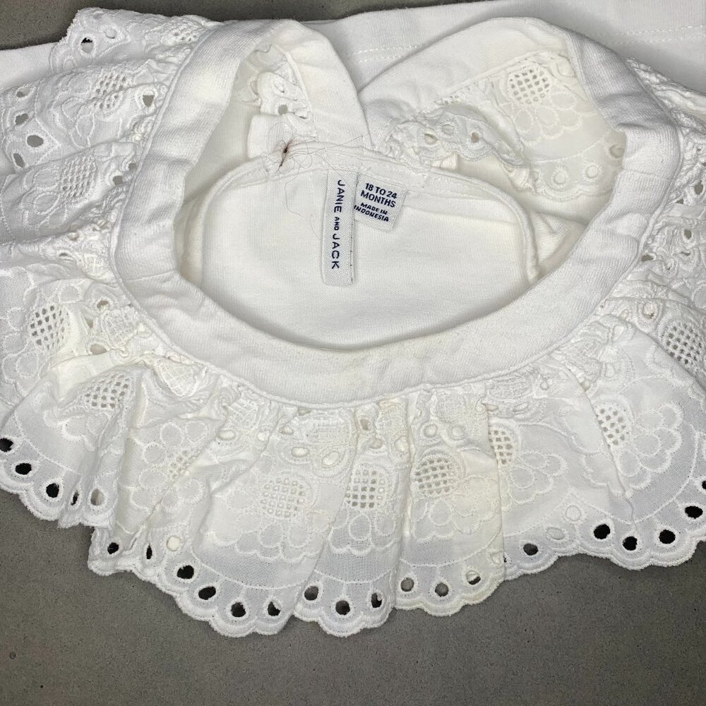 Janie and Jack White Eyelet Ruffle Collar Top 18–24M - Picture 3 of 3